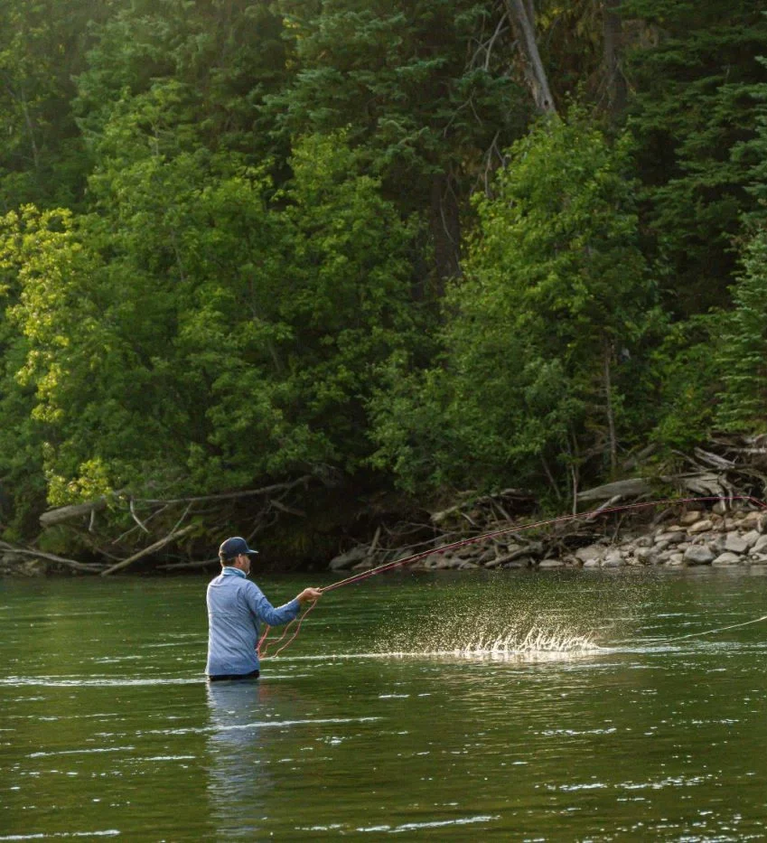 A person heli fishing
