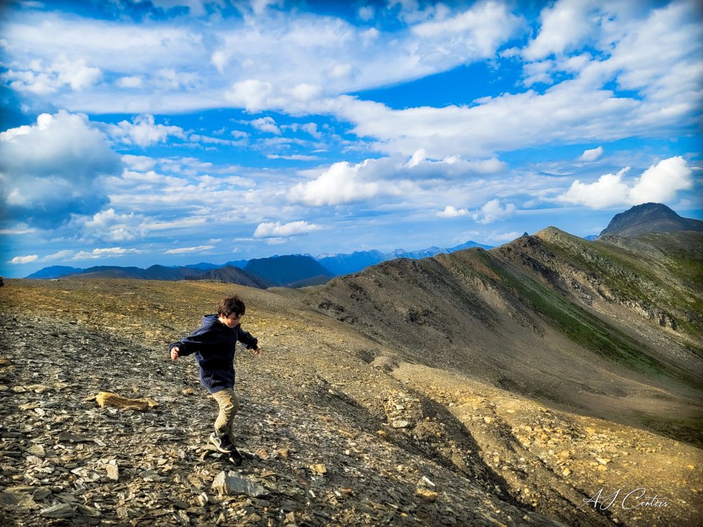 A person standing on a rocky peak in McBride
