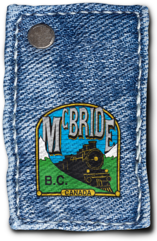 The McBride logo on denim