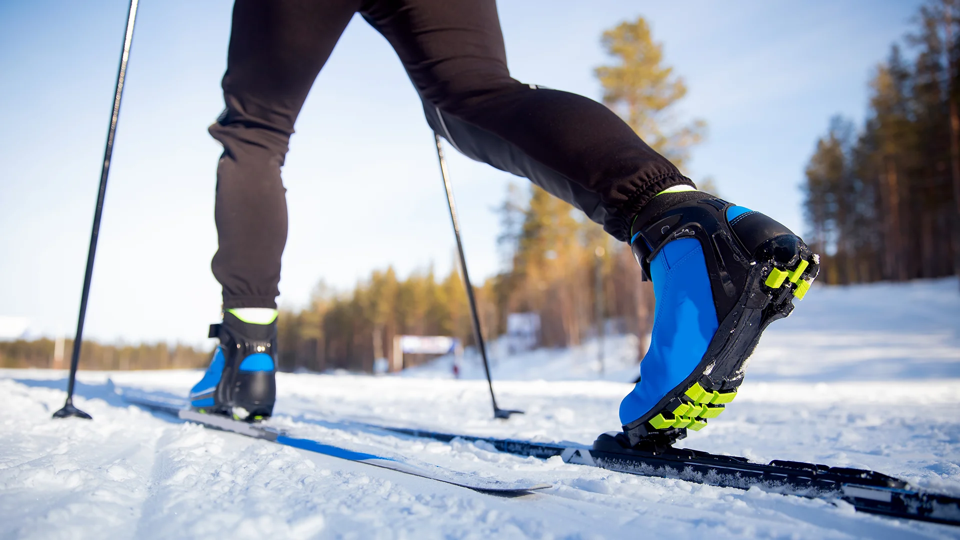 A person in the back country nordic skiing
